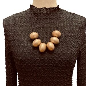 Modern Gold Tone Adjustable Six Bead Necklace